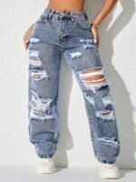 Elorivane Black Straight Leg Jeans, Y2K Rave Vintage, High Waist Side Pocket Slit, Casual Spring Fall Pants - Image 36