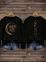 Elorivane Plus Size Halloween Graphic Crew Neck Long Sleeve Pullover for Fall Street Style - Image 7