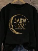 Elorivane Plus Size Halloween Graphic Crew Neck Long Sleeve Pullover for Fall Street Style - Image 6