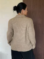 Elorivane Plus Size Ribbed Sweater, V-Neck Tie Front Loose Casual Autumn Winter Pullover Top - Image 2