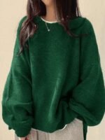 Elorivane Women's Drop Shoulder Knit Sweater, Korean Loose Casual - Image 39