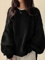 Elorivane Women's Drop Shoulder Knit Sweater, Korean Loose Casual - Image 21