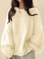 Elorivane Women's Drop Shoulder Knit Sweater, Korean Loose Casual - Image 48