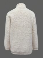 Elorivane Women's White Teddy Sherpa Pullover, Pocket Design Casual Long Sleeve Fall Winter Top - Image 4