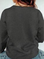 Elorivane Plus Size Skull Girl Slogan Round Neck Sweatshirt Long Sleeve for Autumn Winter Halloween Casual Wear - Image 7