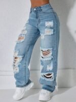 Elorivane Black Straight Leg Jeans, Y2K Rave Vintage, High Waist Side Pocket Slit, Casual Spring Fall Pants - Image 7