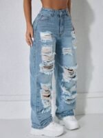 Elorivane Black Straight Leg Jeans, Y2K Rave Vintage, High Waist Side Pocket Slit, Casual Spring Fall Pants - Image 6