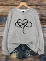Elorivane Plus Size Sage Green Heart Graphic Crew Neck Pullover Sweatshirt for Fall Winter Teacher Graduation Smart Casual Outfits - Image 22