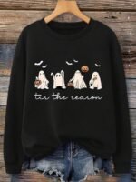 Elorivane Plus Size Halloween Graphic Crew Neck Long Sleeve Pullover for Fall Street Style - Image 13