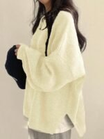 Elorivane Women's Drop Shoulder Knit Sweater, Korean Loose Casual - Image 51