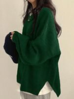 Elorivane Women's Drop Shoulder Knit Sweater, Korean Loose Casual - Image 42