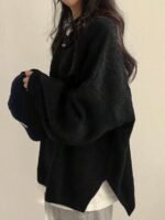 Elorivane Women's Drop Shoulder Knit Sweater, Korean Loose Casual - Image 24
