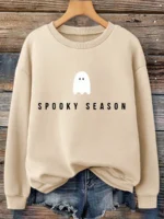 Elorivane Plus Size Halloween Graphic Crew Neck Long Sleeve Pullover for Fall Street Style - Image 17