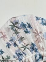 Elorivane Plus Size Blue Ditsy Floral Blouse, V-Neck Tie Long Sleeve Top, Romantic Fall Daily Home Wear - Image 7