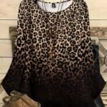 Elorivane Plus Size All-Over Print Loose Round Neck 3/4 Sleeve Blouse for Spring Summer Vacation Fall