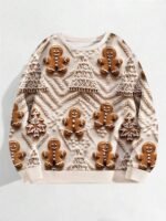 Elorivane Plus Size Christmas Graphic Sweatshirt, Crew Neck Long Sleeve Cute Character Top, Casual Everyday Wear - Image 3