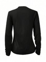 Elorivane Plus Size Black Geometric Top, V-Neck Long Sleeve Soft Tee, Autumn Office Casual Shirt - Image 8