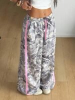 Elorivane Women Olive Green High Waist Pants, Loose Fit Side Metal Decor Punk Trousers - Image 3