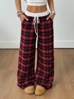 Elorivane Women Checked Wide Leg Pants, Loose Casual Fall Trousers - Image 7