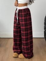 Elorivane Women Checked Wide Leg Pants, Loose Casual Fall Trousers - Image 9