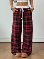 Elorivane Women Checked Wide Leg Pants, Loose Casual Fall Trousers - Image 10