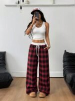 Elorivane Women Checked Wide Leg Pants, Loose Casual Fall Trousers - Image 11