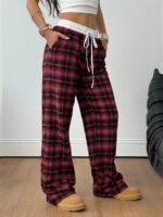 Elorivane Women Checked Wide Leg Pants, Loose Casual Fall Trousers - Image 12