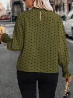 Elorivane Plus Size Woven Polka Dot Long Sleeve Shirt for Autumn Casual Wear - Image 2