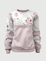 Elorivane Plus Size Floral Patchwork Print Pullover Sweatshirt for Spring Autumn Winter Casual Holiday Style - Image 3