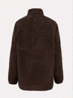 Elorivane Women's White Teddy Sherpa Pullover, Pocket Design Casual Long Sleeve Fall Winter Top - Image 9