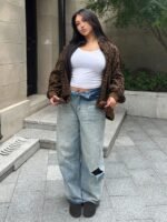 Elorivane Plus Size Leopard Sweatshirt, Zip-Up Loose Street Style Pullover Top - Image 12