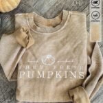 Elorivane Plus Size Letter Graphic Embroidered Corduroy Crew Neck Sweatshirt for Autumn Winter Halloween