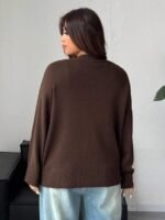 Elorivane Plus Size V-Neck Sweater, Loose Thick Casual Autumn Winter Pullover Top - Image 2