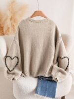 Elorivane Plus Size Apricot Cardigan, Tie-Front Knot, Cute Kawaii Autumn Date Office Sweater - Image 10