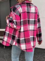 Elorivane Plus Size Plaid Thermal Lined Long Sleeve Jacket for Fall Winter Commute Holiday - Image 2