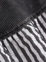 Elorivane Plus Size Contrast Striped Patchwork Tee, Washed Round Neck Long Sleeve Top, Spring Fall Casual Wear - Image 4
