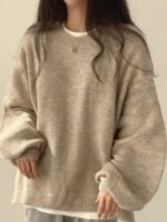 Elorivane Women's Drop Shoulder Knit Sweater, Korean Loose Casual - Image 15