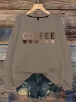 Elorivane Plus Size Heart & Letter Graphic Crew Neck Sweatshirt for Everyday Wear Autumn Winter