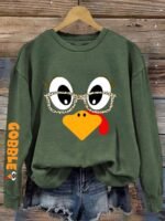 Elorivane Women's Thanksgiving Funny Turkey Graphic Sweatshirt | Casual Holiday Party Fall Pullover - Image 8