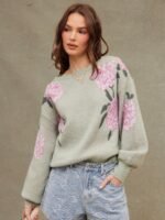 Elorivane Women Floral Jacquard Knit Sweater, Boatneck Long Sleeve Western Cowgirl Fall Winter Rodeo Top - Image 15