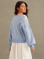 Elorivane Women Floral Jacquard Knit Sweater, Boatneck Long Sleeve Western Cowgirl Fall Winter Rodeo Top - Image 7