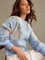 Elorivane Women Floral Jacquard Knit Sweater, Boatneck Long Sleeve Western Cowgirl Fall Winter Rodeo Top - Image 6