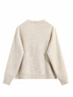 Elorivane Plus Size Drop Shoulder Five-Pointed Star Jacquard Knit Crew Neck Sweater for Fall Winter - Image 2