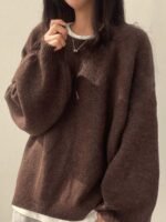 Elorivane Women's Drop Shoulder Knit Sweater, Korean Loose Casual - Image 11