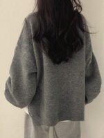 Elorivane Women's Drop Shoulder Knit Sweater, Korean Loose Casual - Image 2