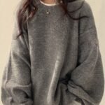 Elorivane Women's Drop Shoulder Knit Sweater, Korean Loose Casual
