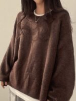 Elorivane Women's Drop Shoulder Knit Sweater, Korean Loose Casual - Image 12