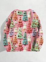 Elorivane Plus Size Christmas Graphic Sweatshirt, Crew Neck Long Sleeve Cute Character Top, Casual Everyday Wear - Image 10
