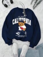 Elorivane Women's Oversized Bear Graphic Sweatshirt, Long Sleeve Crew Neck - Image 6