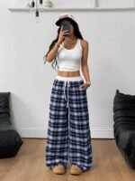 Elorivane Women Checked Wide Leg Pants, Loose Casual Fall Trousers - Image 17